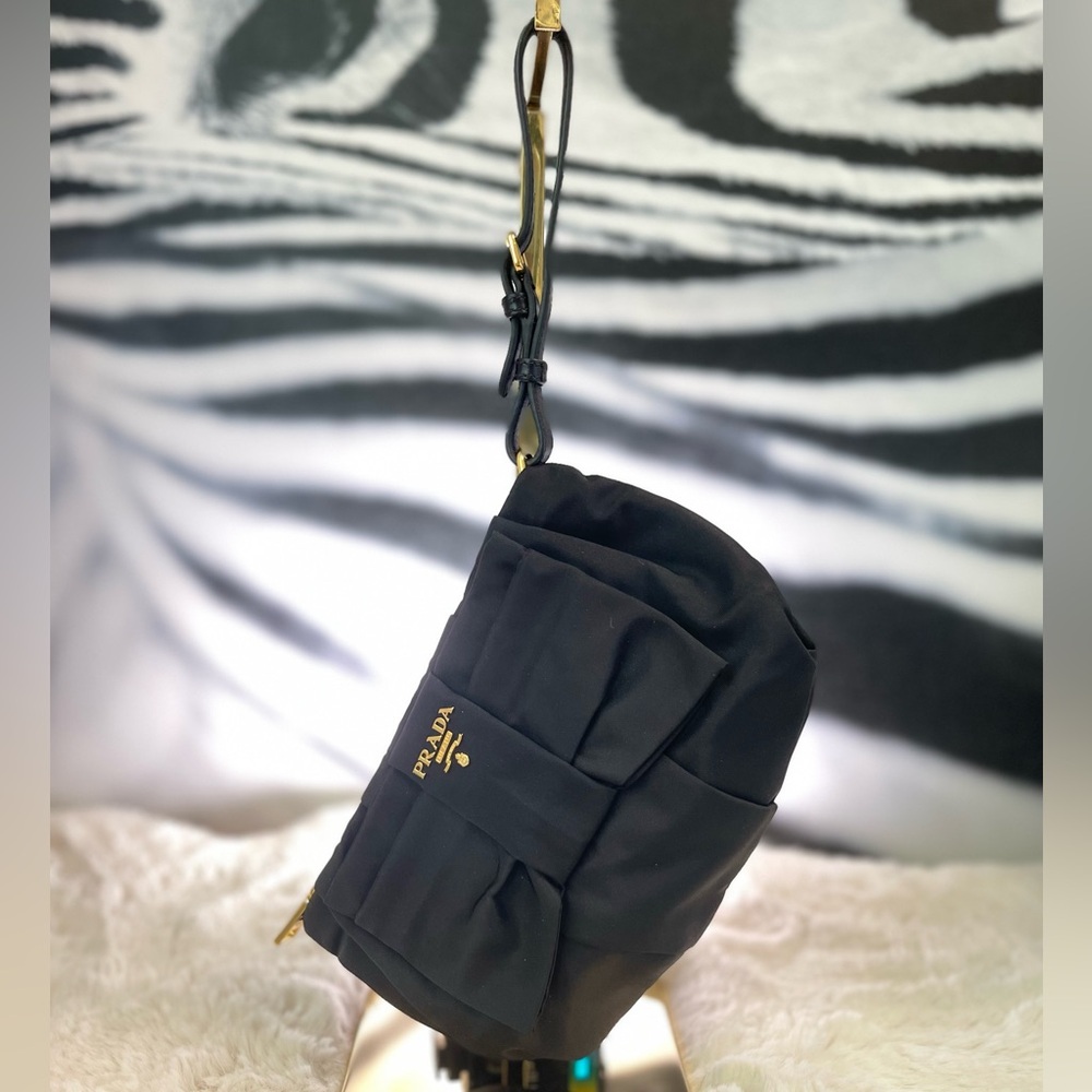 Prada Tessuto Nylon Bow Pouch in black - Picture 15 of 16